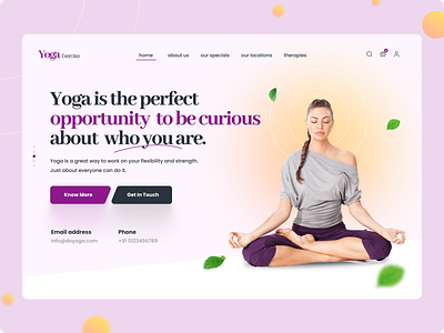 Yoga Studio Landing Page about section clean design figma pink theme ui ui design ux design wellness yoga yoga landing page yoga lessons platform