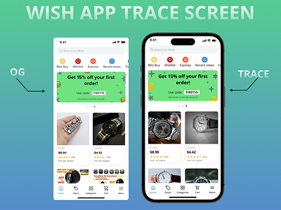 Wish App Home Screen Trace branding design illustration inspiration ios mobile app recreate screen ui