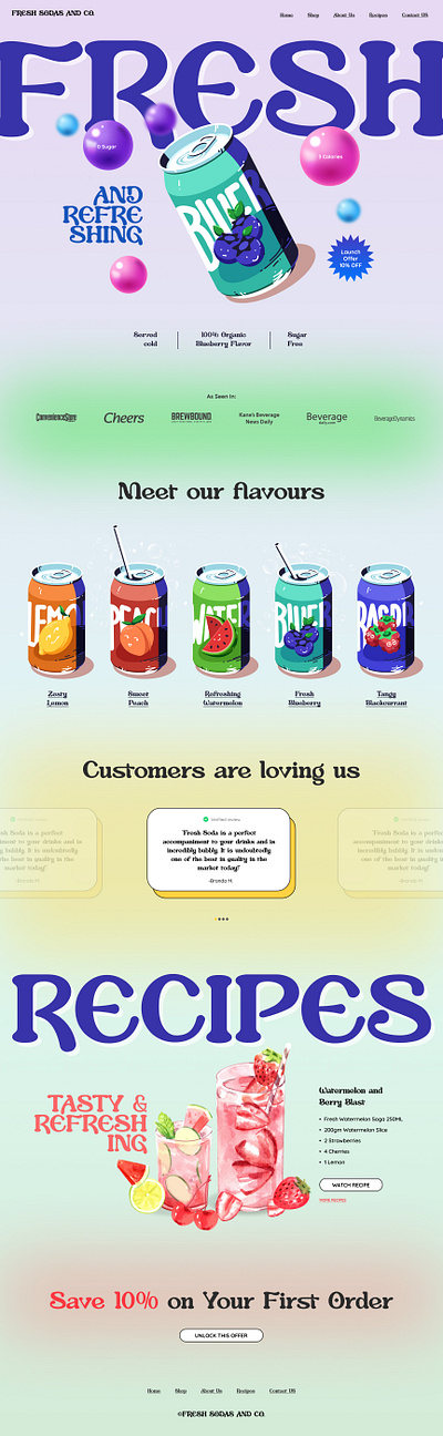 Fresh Sodas and Co - Landing Page branding design landing page landing page design typography ui ui design