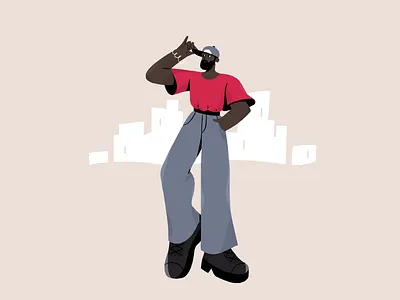 Man and City 2d character design flat illustration procreate