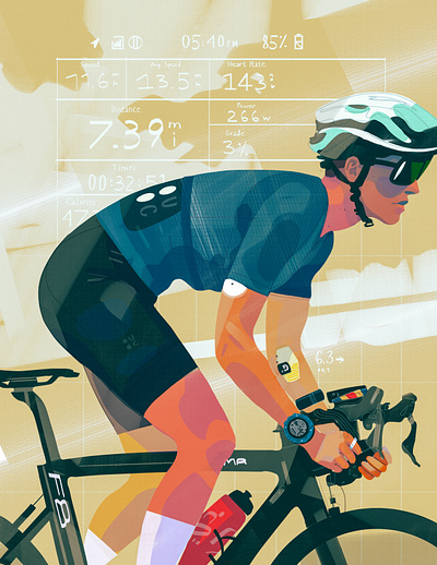 Darya Shnykina for Canadian Cycling Magazine editorial illustration gadgets illustration illustration digital illustrationart illustrationartist illustrator sport sport illustration technology