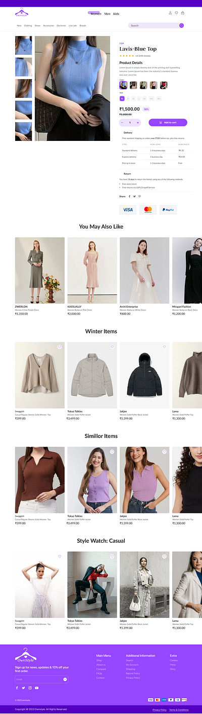 Ownstyle-Product Details Page creative design figma online fashion store product details product details page ui