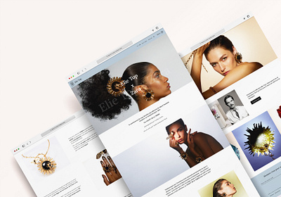 Web design for jewelry website, collaboration Elie Top x Zara webdesign