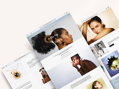 Web design for jewelry website, collaboration Elie Top x Zara webdesign