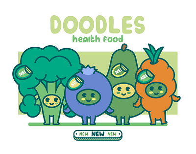 Doodles Healthy Food animation branding cartoon graphic design ill illustration vec vector