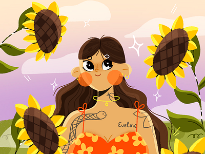 Sunflowers babe 🌻 2d adobe photoshop art direction character design character illustration commercial cute design editorial female illustrator flat style flower illustration girl art graphic design illo illustration portrait procreate sunflower tattoo