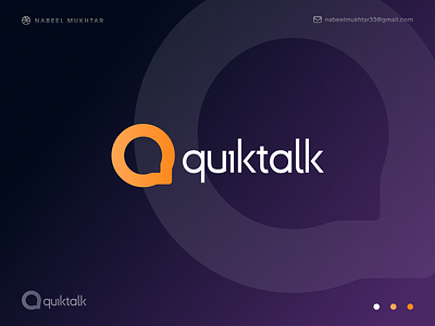 Quiktalk - Logo Design app branding chat company logo flat futuristic graphic design logo minimal minimalistic modern unique