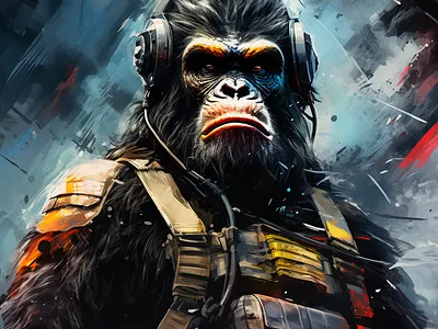 "Galactic Gorilla: A Cosmic Odyssey" animal ape digitalart graphic design illustration monkey motion graphics