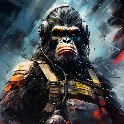 "Galactic Gorilla: A Cosmic Odyssey" animal ape digitalart graphic design illustration monkey motion graphics