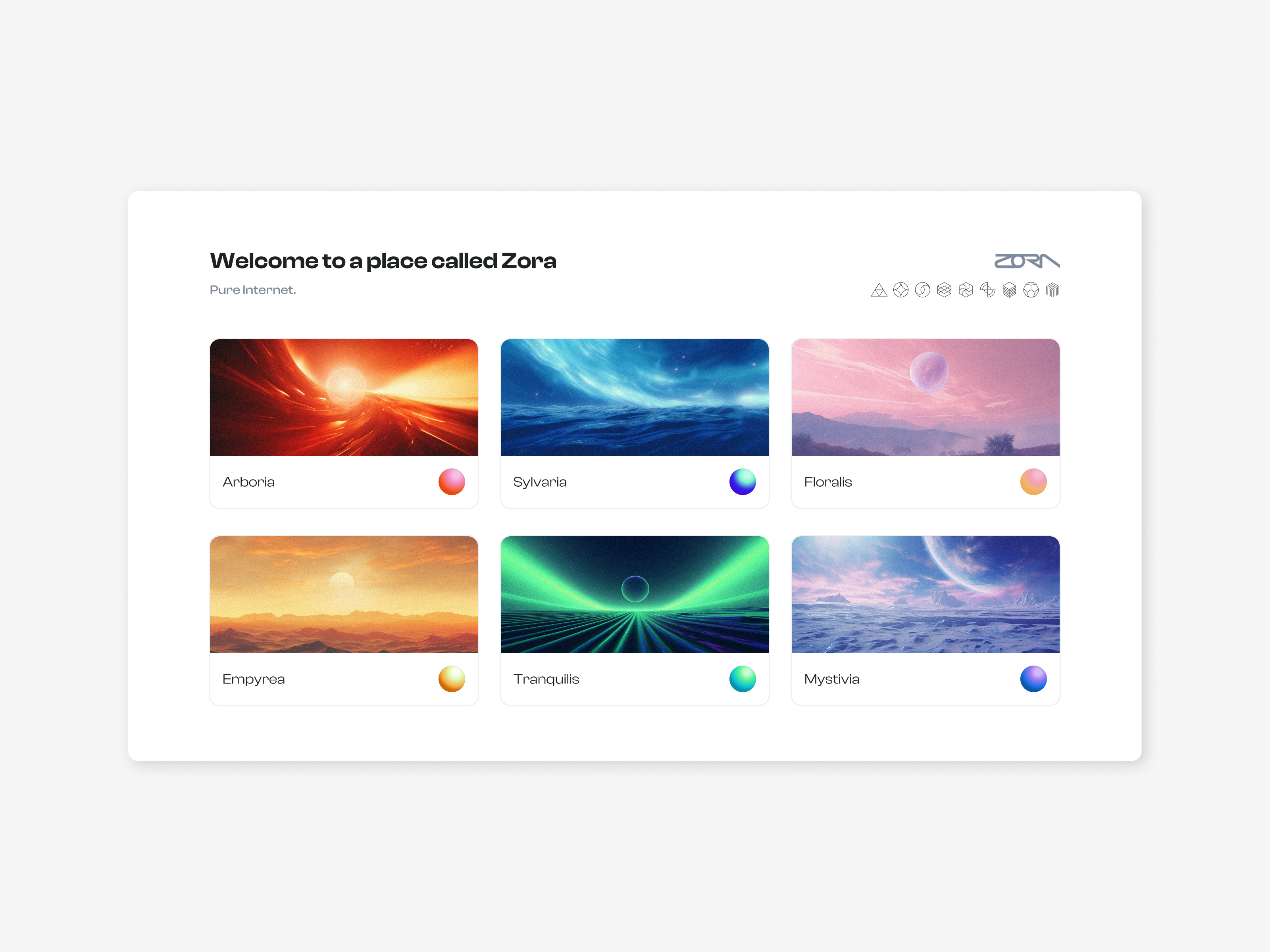 Welcome to a place called Zora - Pure Internet bitcoin crypto defi ethereum nft onboarding product design ui web3 zora