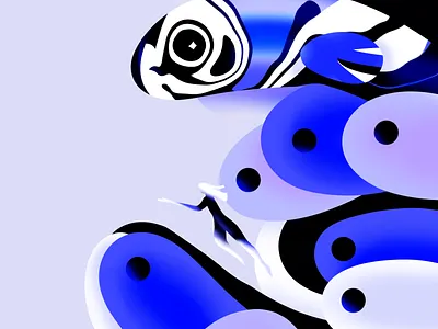 🐟 animals blue colorful fish girl illustration swim underworld water