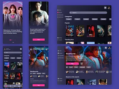 K-Drama Streaming Web Platform app design k drama k drama streaming streaming app ui ui design uiux design ux ux design web app web site website design wep platform