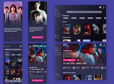 K Drama Streaming designs themes templates and downloadable