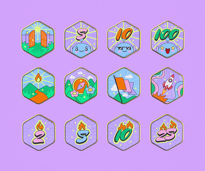 3D Achievement Badges 3d achievement achievement badge award badge bot challenge cute gamification gold badge icon icon set iconography illustration pin reward sticker sticker pack streak trophy