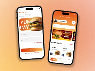 Manganz - Food Delivery App dailyui design exploration design food food delivery app homepage inspiration login mobile register shot trial design ui design ux design