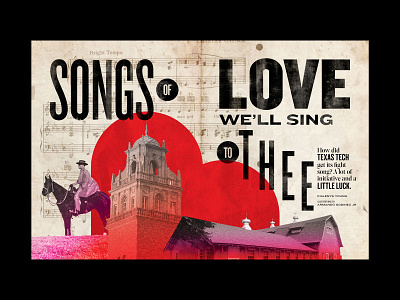 Songs of Love feature, Evermore Magazine, Issue No. 4 collage editorial feature illustration layout magazine print retro texas tech texture typo typography
