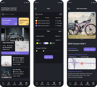 Handlebars - Bike Recovery App app design product design ui ux