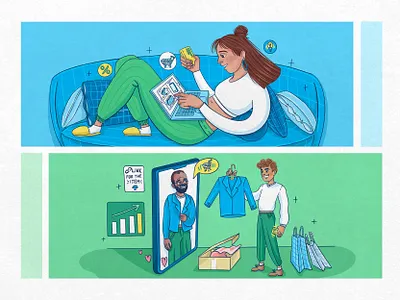 Illustrations for blogs: E-commerce branding design graphic design illustration ui
