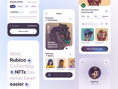 Rubico NFT Marketplace app concept crypto nft nft app nft marketplace product design ui uidesign uiux web3