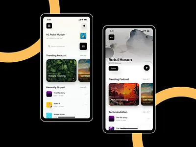 Animation, Podcast App Concept after effects animation app design app ui figma hiratulhasan modern motion graphics podcast app ratul ui