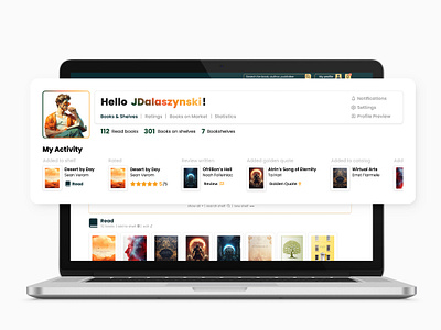 MyBookshelf - User Profile & Activity 📚 app book design graphic design library ui ux webdesign