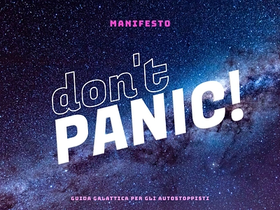 Don't panic! 2d 42 asciugamano composition design dont panic douglas adams font graphic design guida galattica hitchhikers guide illustration manifesto meaningoflife motiongraphic poster stars towel universe vector