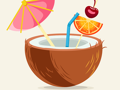 Coconut summer illustration cocktail cocnut graphic design illustration summer vibe tropical