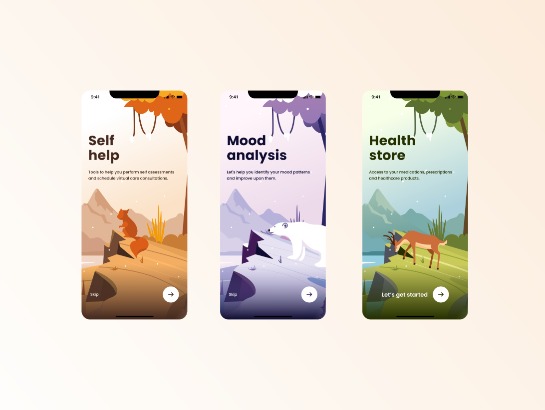 Onboarding flow | Meditation App UI app app flow app intro design healthcare app interaction design medical app meditation app micro interaction mobile app mobile app ui onboarding onboarding screens ui ux walkthrough walkthrough screens yoga app