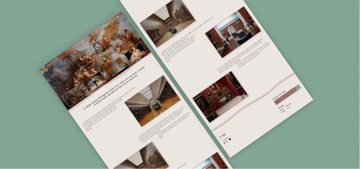 Art Gallery - Website design art art gallery artgallery brown design gallery green light shades ui uiux ux vector web web design webdesign