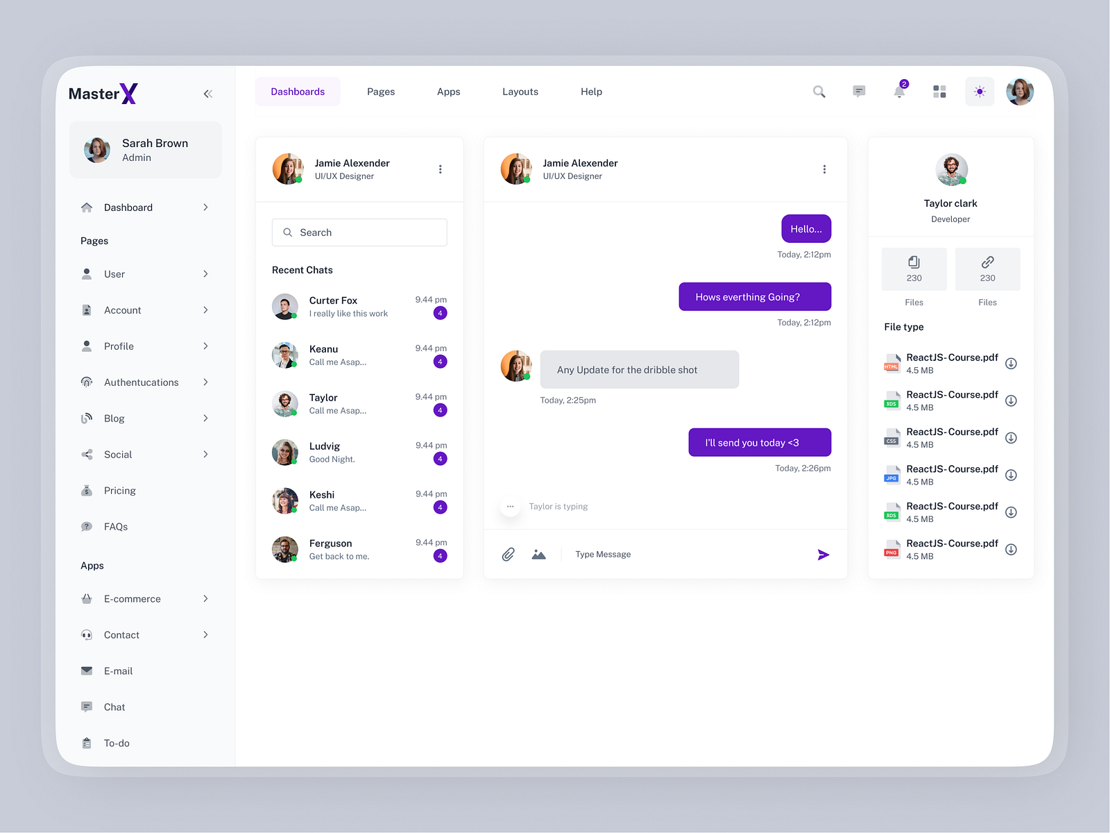 Messenger chat application dashboard by Kalyan Bhattacharjee Tanmoy on ...