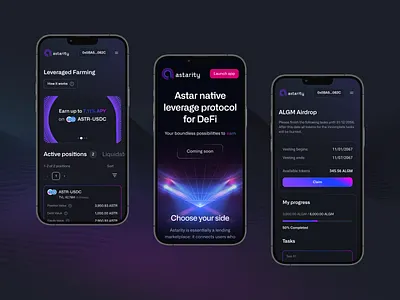 Astarity: Mobile Web Design app crypto dapp design mobile design ui ux web design web3