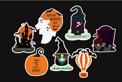 Halloween business stickers animal autumn bat cartoon castle character chemetery fall gnome gost graphic design halloween halloween castle halloween gnome illustration pumpkin skull spooky stickers witch