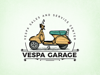 Vespa Garage Logo Design brand guide brand guideline brand identity branding design graphic design hand drawn logo illustration logo logo design vespa vespa logo vintage vintage logo
