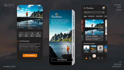 Hiking app - ( UI Concept ) adventure app concept connect explore hike hiking hikingapp logo mobile mobileapp mountain navigation project track trail travel ui uidesign ux