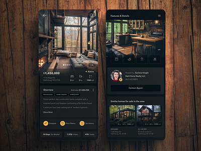 CabinLife - Real Estate UI Components creative direction dark darkmode ecommerce figma interaction interface design mobile ui uiux ux visual design