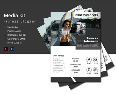 Fitness Blogger Media kit banner fitness fitness press kit fitness media kit fitness social media kit media kit media kit template poster press kit press kit template social media kit social media kit template