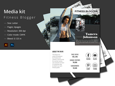 Fitness Blogger Media kit banner fitness fitness press kit fitness media kit fitness social media kit media kit media kit template poster press kit press kit template social media kit social media kit template