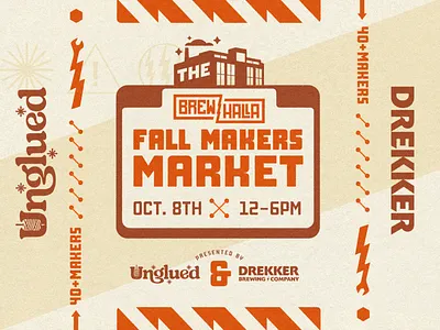 Fall Makers Market branding brewhalla drekker brewing factory fall fargo icon illustration logo makers market popup spool