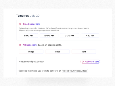 AI Post Generator and scheduler design figma ui