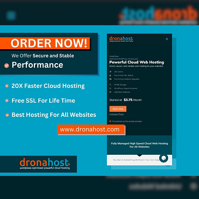 Web hosting, Blazing fast performance dronahost.com banner branding canva design facebook graphic design template