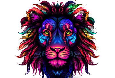 colored lion animal blue collorful digital desing green interesting lion pink rainbow red unusual wild wildlife wolf