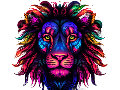 colored lion animal blue collorful digital desing green interesting lion pink rainbow red unusual wild wildlife wolf