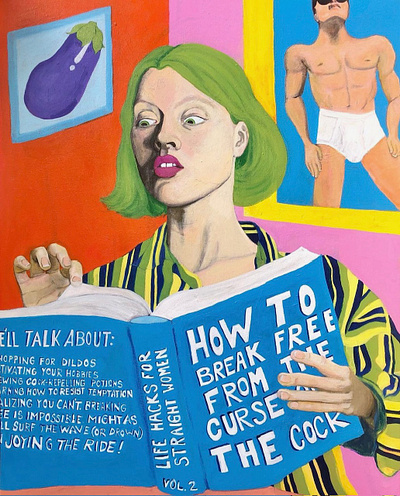 Researching for a Friend, 2022 colorful illustration painting portrait satire