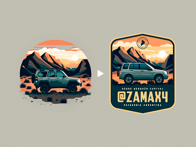 I used AI to design a sticker ai artificial intelligence design flat illustration instagram logo mountains offroad overland patagonia sticker sunset suv travel vintage