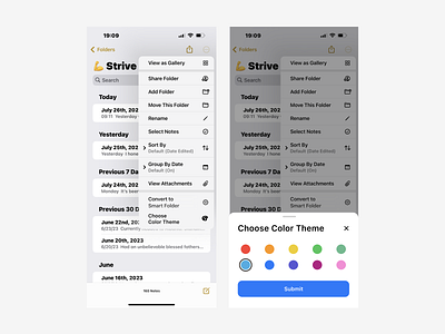Apple Notes - Choose Color Theme Concept apple color scheme feature color theme feature ios app notes app ui concept design ui design