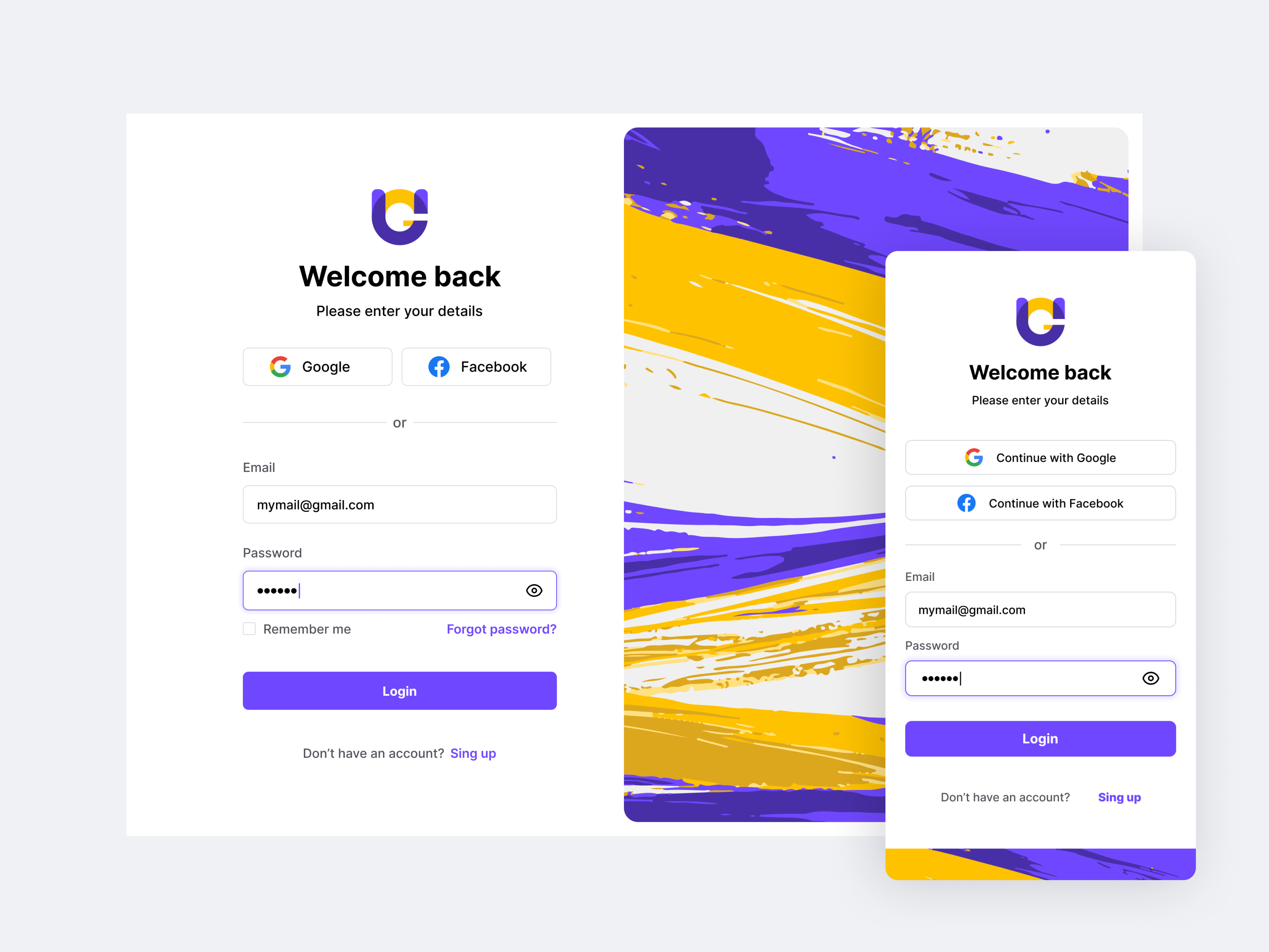 Login page by Iana Kydryavtseva on Dribbble