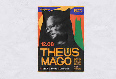 Постер для вечеринки с участием Theus Mago belgrade black cat disco drugstore graphic design music party poster poster design