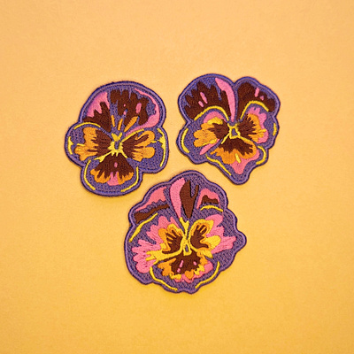 Pansy Patches 70s patches floral illustration pansies pansy patches purple vintage
