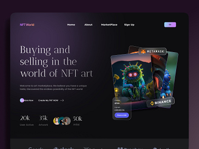 NFT Marketplaces Landing page design graphic design landingpage marketplace nft nft marketpalce page deisgn typography ui ux