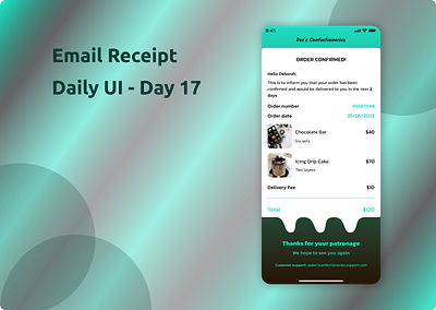 Email Receipt Daily UI Challenge - Day 17 cakes design email email receipt graphic design illustration logo order receipt typography ui ux vector